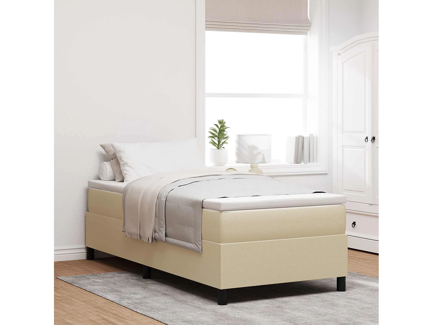 Platform bedframe Grijs groen 100 x 200 cm Katoen Stof