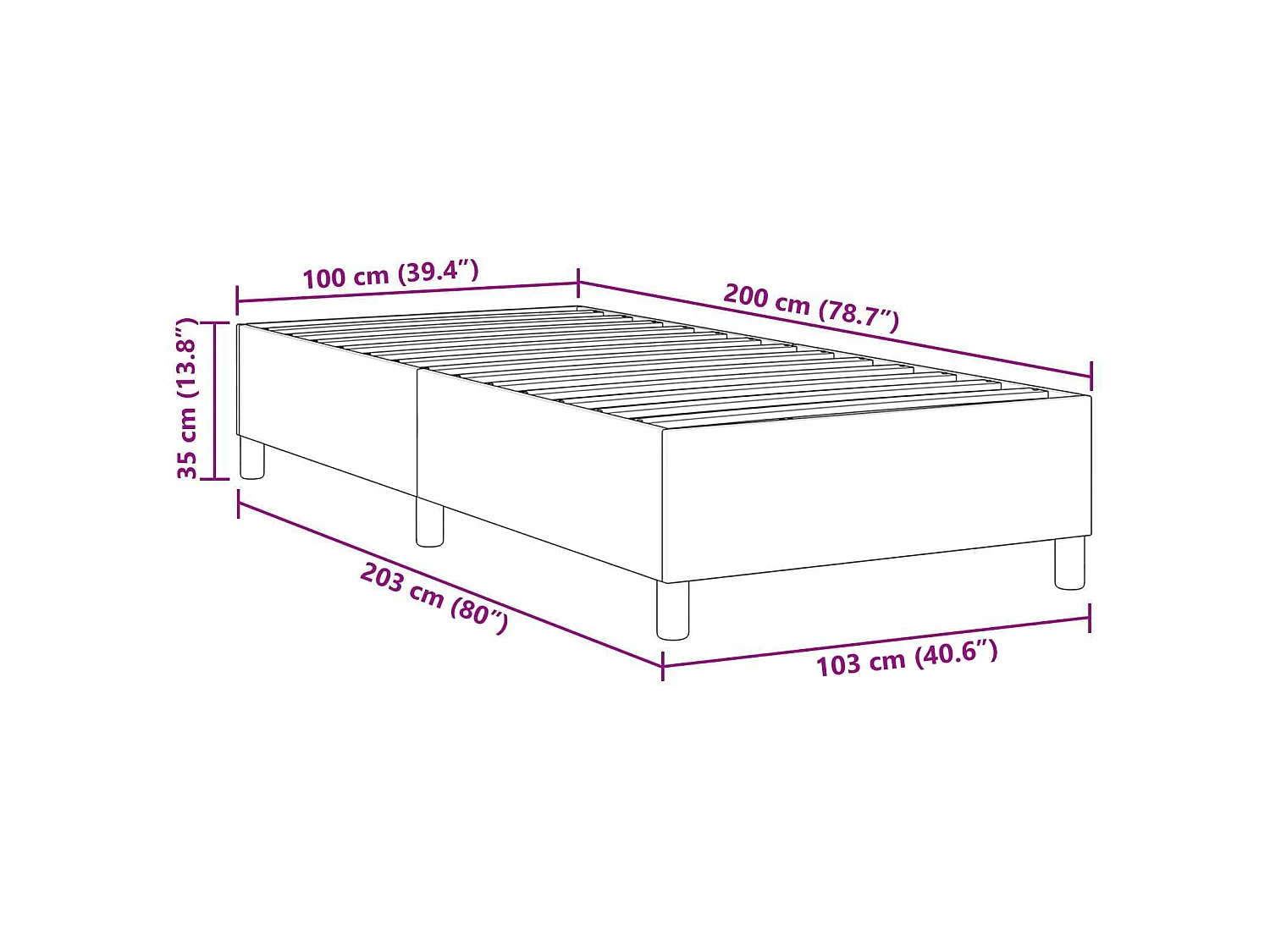 Platform bedframe Grijs groen 100 x 200 cm Katoen Stof