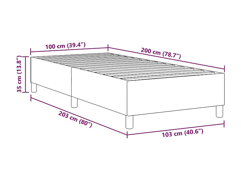Platform bedframe Grijs groen 100 x 200 cm Stof