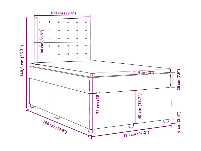 Boxspring met matras stof donkerbruin 120x190 cm