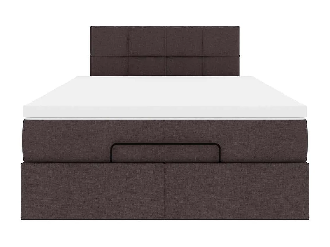 Pouf Letto con Materasso Marrone Scuro 120x200 cm in Tessuto