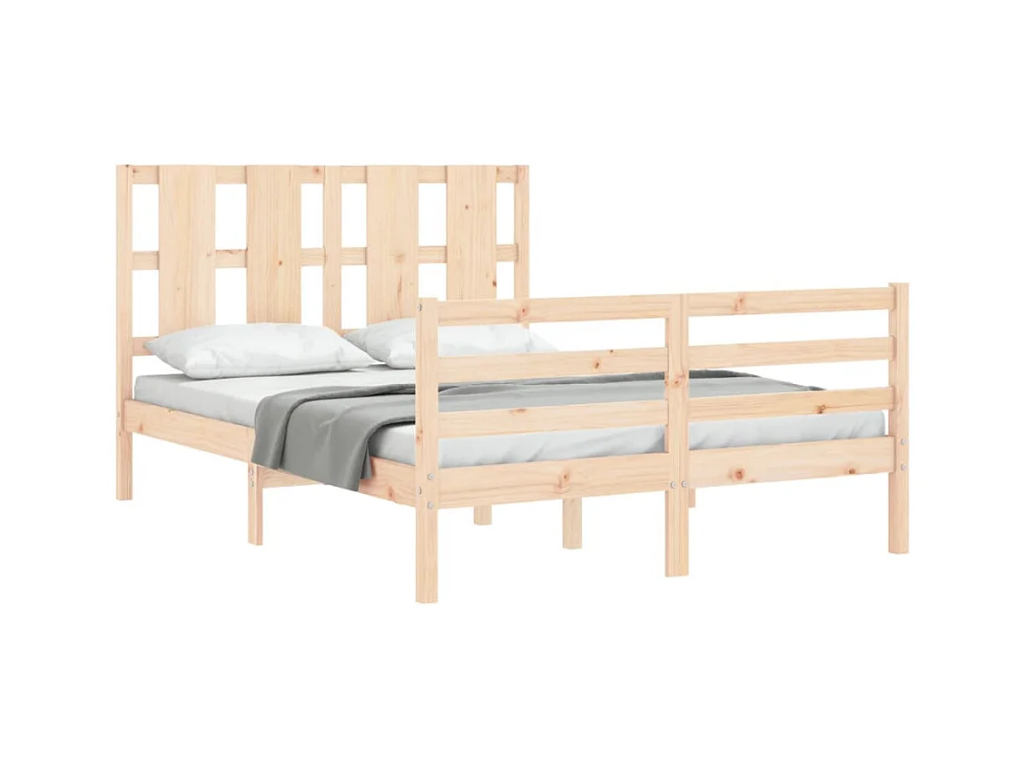 Bedframe met hoofdbord massief hout 120x200 cm