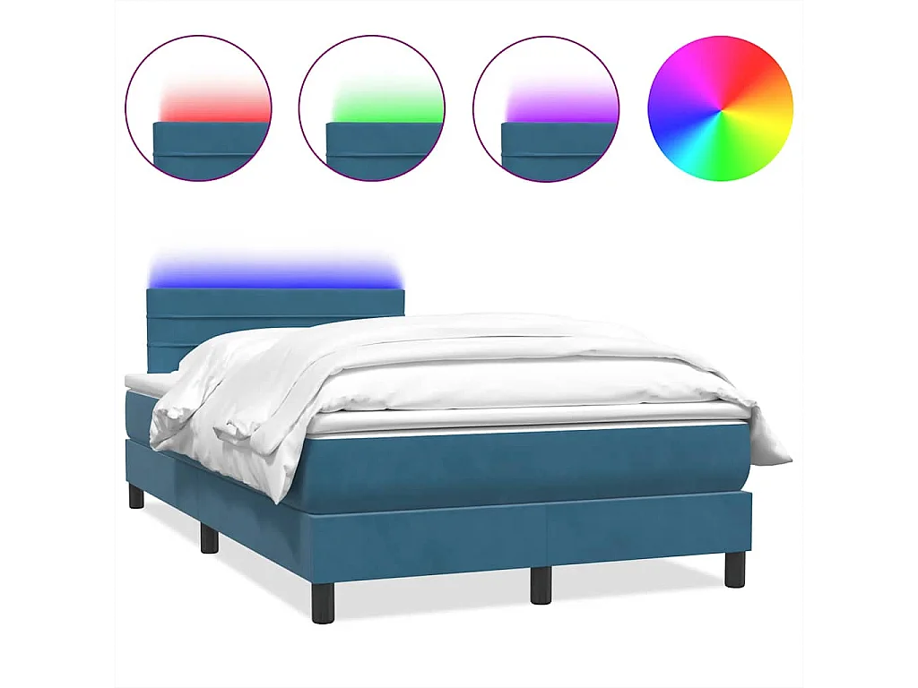 Boxspringbett mit Matratze & LED Dunkelblau 120x210 cm Samt