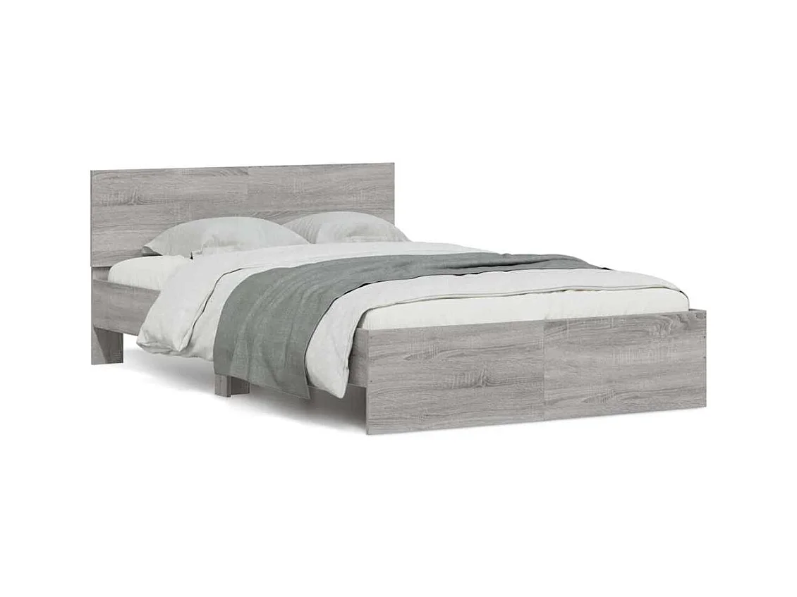 Giroletto con Testiera e LED Grigio Sonoma 120x200 cm