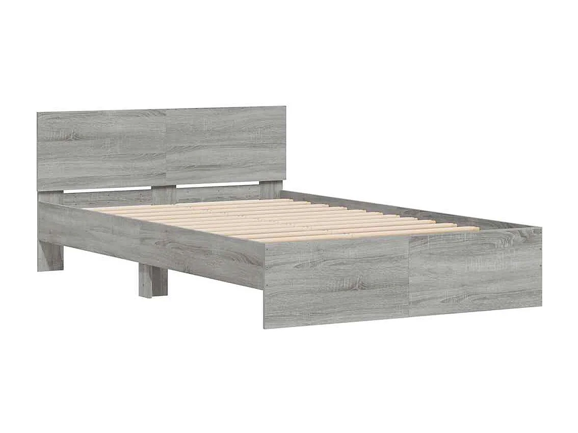 Giroletto con Testiera e LED Grigio Sonoma 120x200 cm