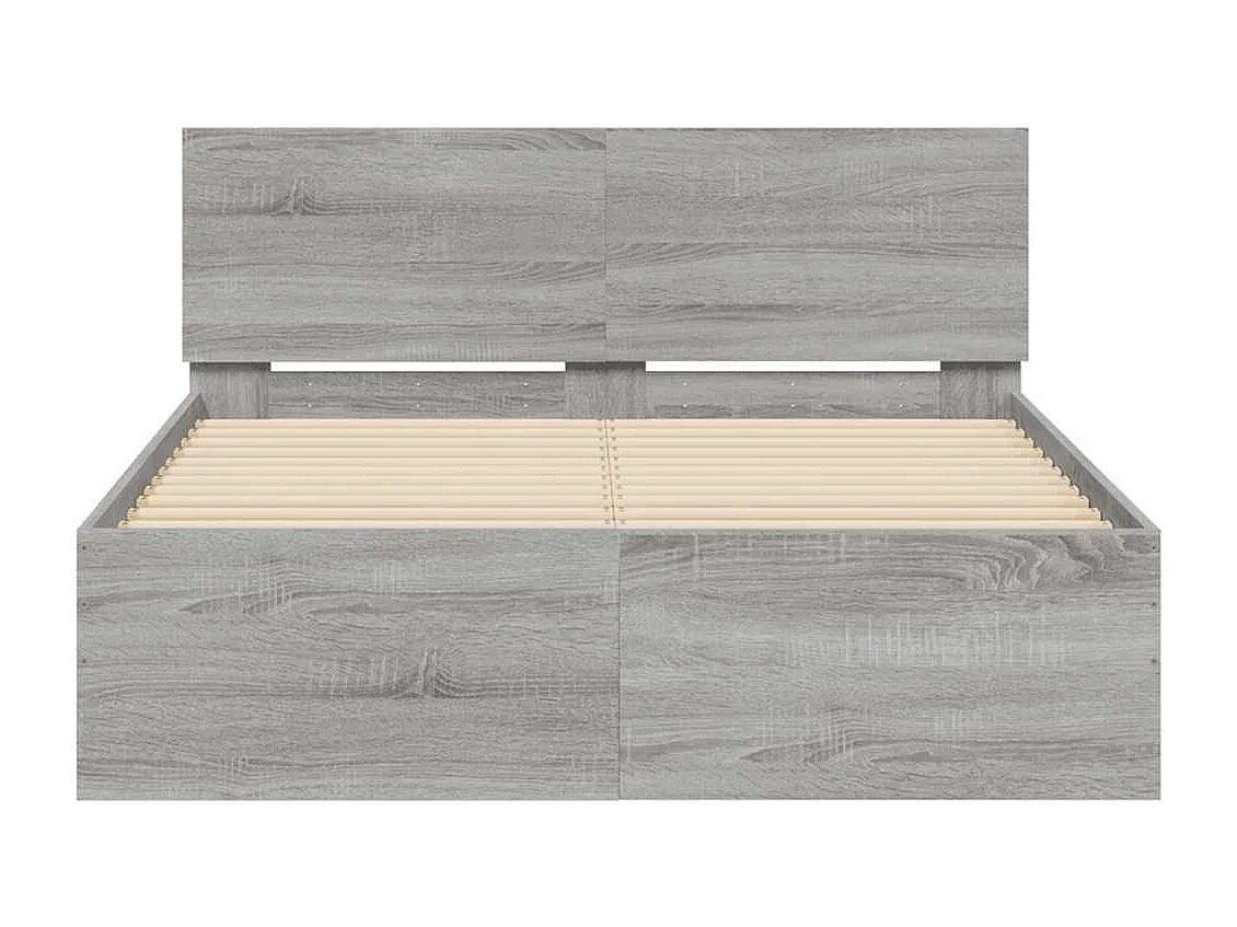 Giroletto con Testiera e LED Grigio Sonoma 120x200 cm