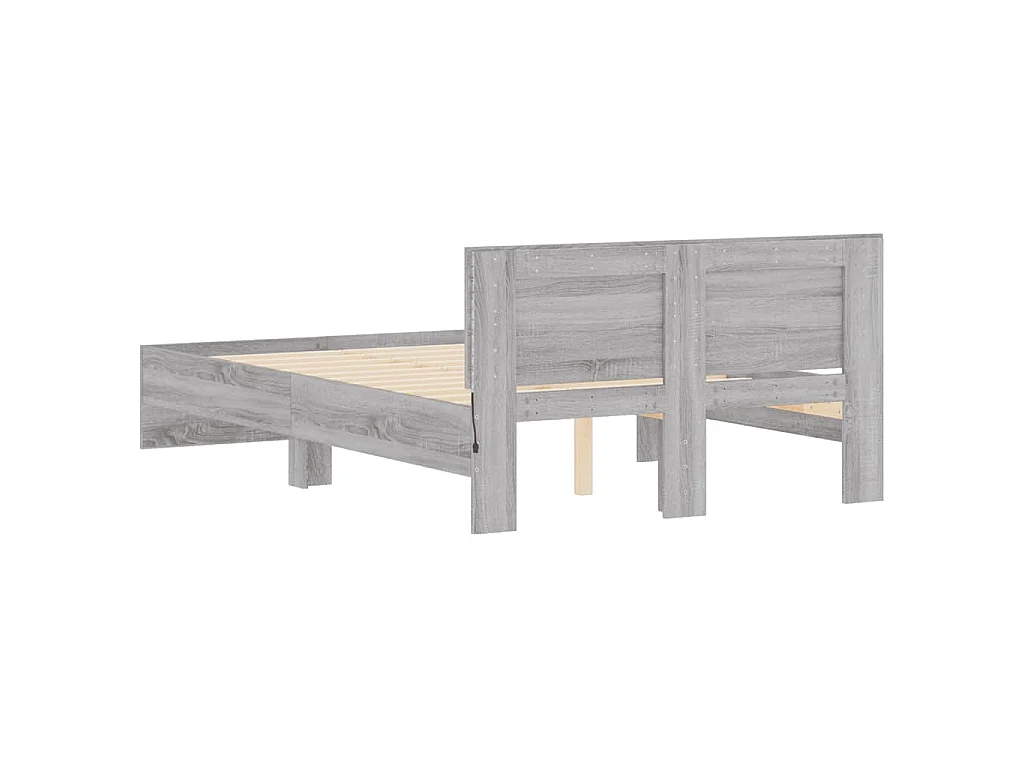 Cadre de lit avec tête de lit et LED sonoma gris 120x200 cm