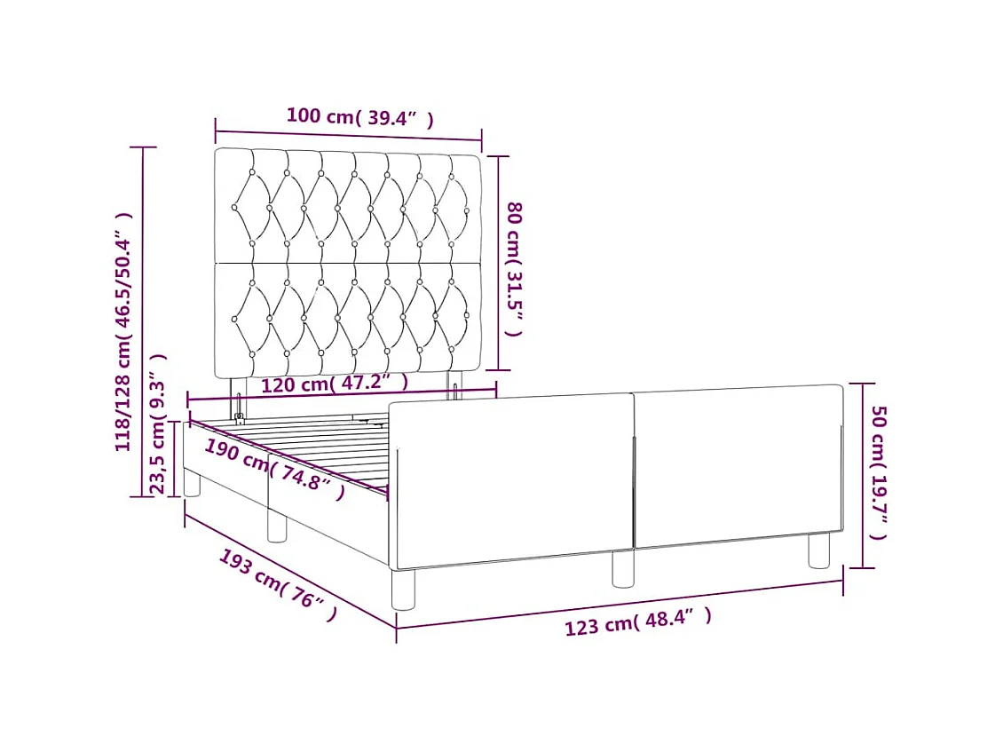 Cadre de lit sans matelas vert foncé 120x190 cm velours