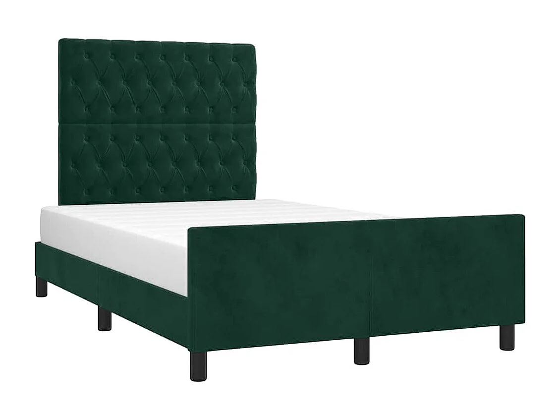 Cadre de lit sans matelas vert foncé 120x190 cm velours