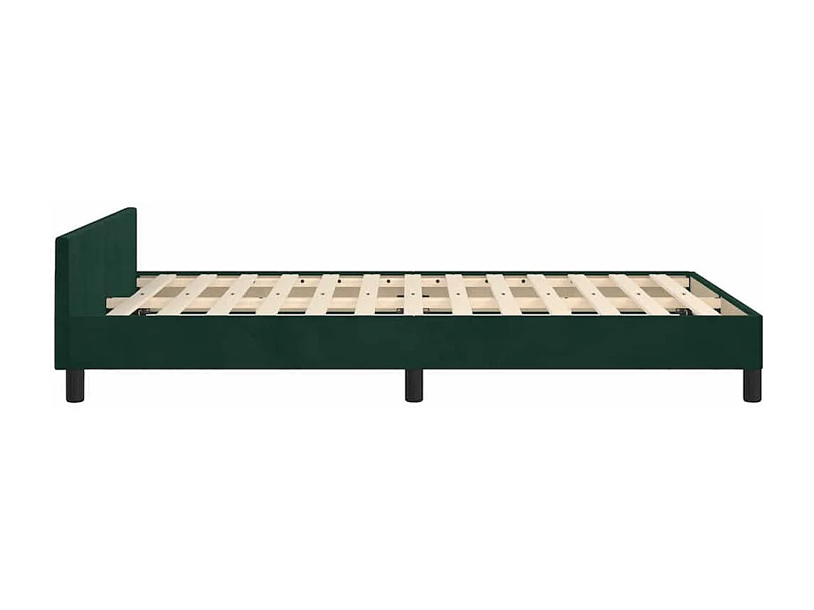 Cadre de lit sans matelas vert foncé 120x190 cm velours
