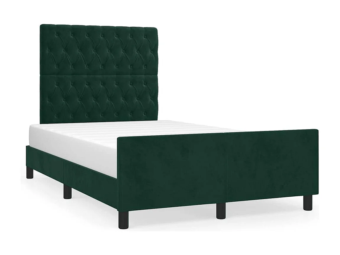 Cadre de lit sans matelas vert foncé 120x190 cm velours