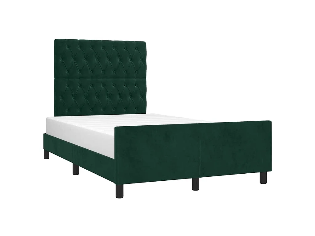 Cadre de lit sans matelas vert foncé 120x190 cm velours