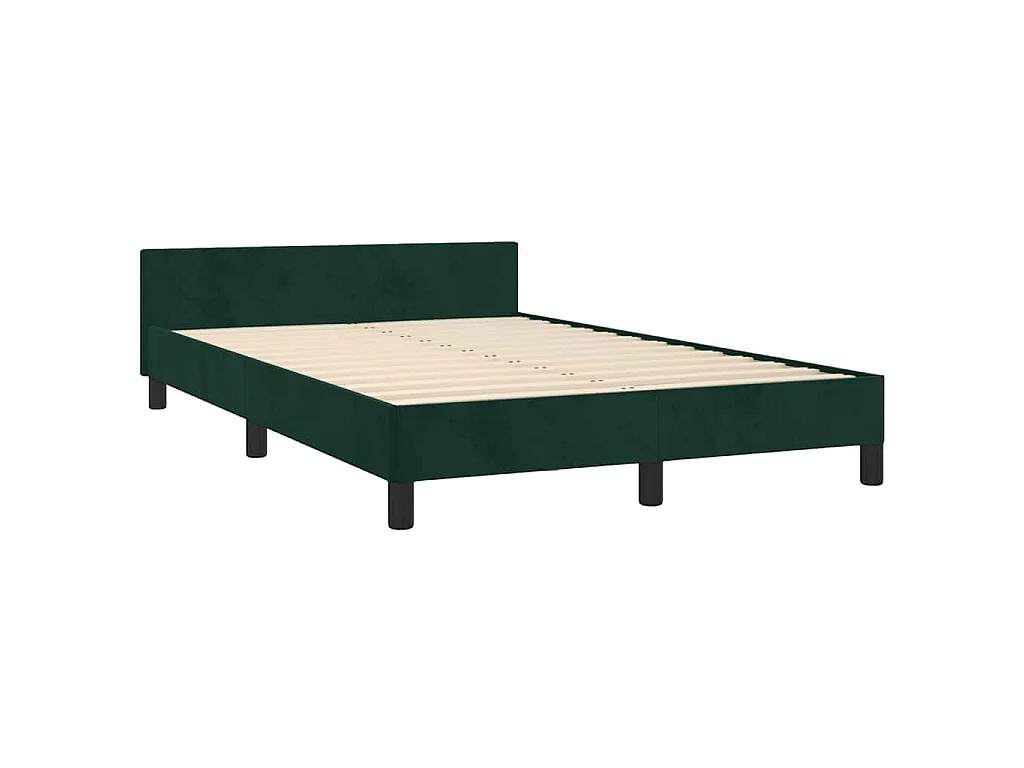 Cadre de lit sans matelas vert foncé 120x190 cm velours
