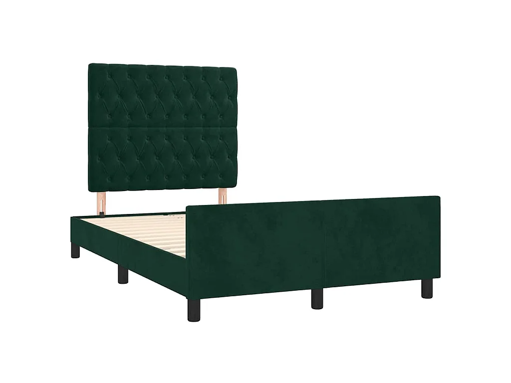Cadre de lit sans matelas vert foncé 120x190 cm velours