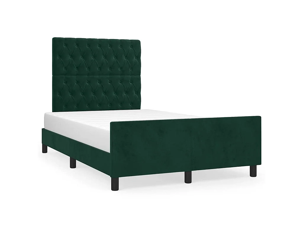 Cadre de lit sans matelas vert foncé 120x190 cm velours