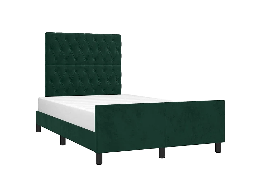 Cadre de lit sans matelas vert foncé 120x190 cm velours