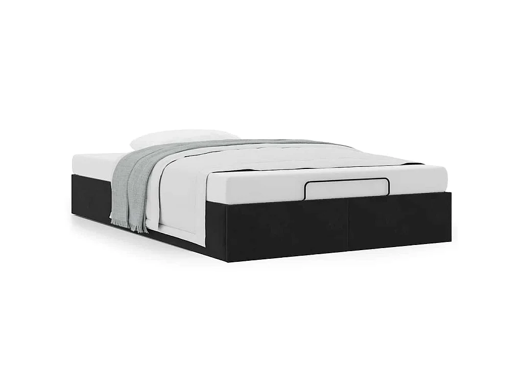 Struttura Letto Pouf Senza Materasso Nero 120x200 cm Velluto