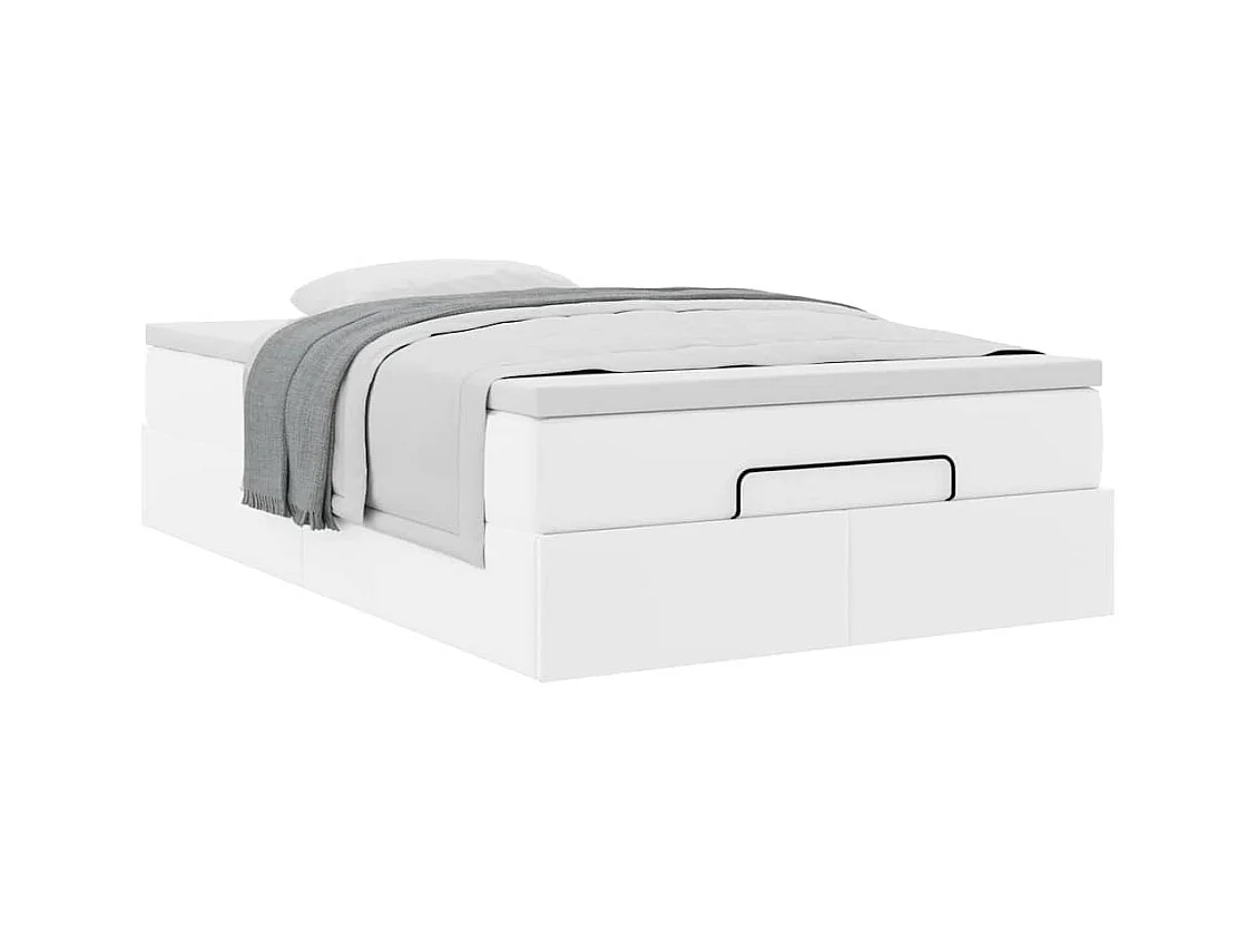 Ottoman-Bett mit Matratze Weiß 120x200 cm Kunstleder