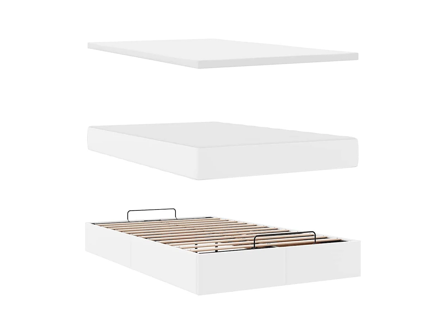 Ottoman-Bett mit Matratze Weiß 120x200 cm Kunstleder