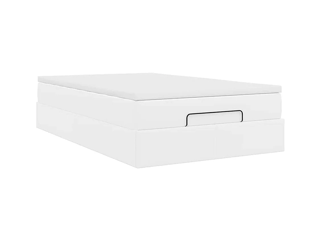 Ottoman-Bett mit Matratze Weiß 120x200 cm Kunstleder