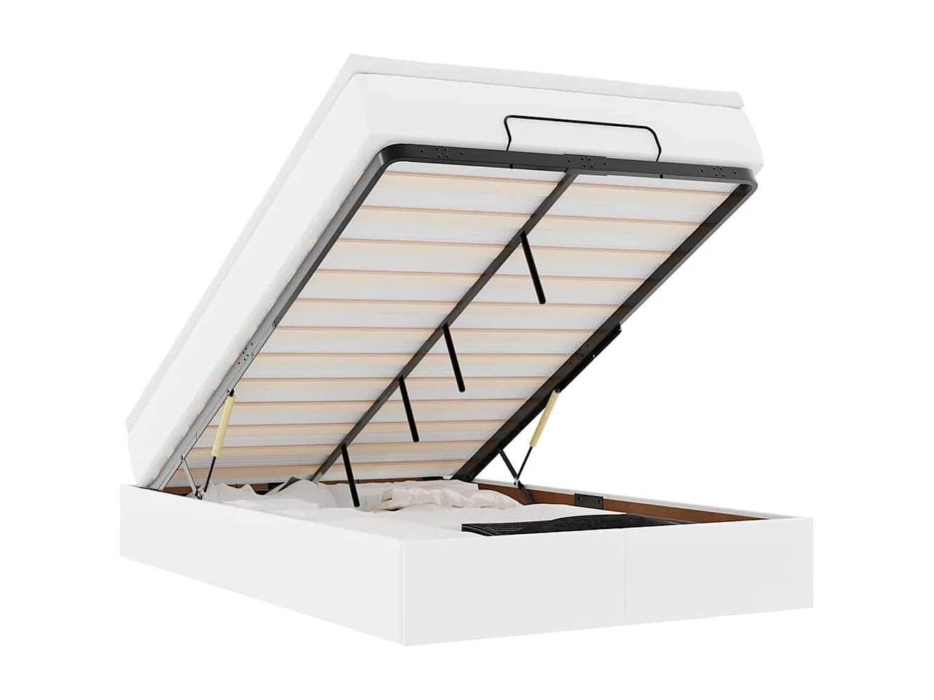 Cadre de lit ottoman avec matelas blanc 120x200 cm similicuir