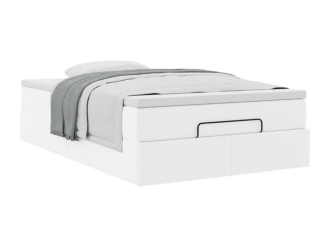 Struttura Letto Pouf con Materasso Bianco 120x200 cm Similpelle