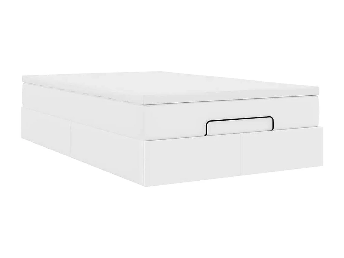 Struttura Letto Pouf con Materasso Bianco 120x200 cm Similpelle