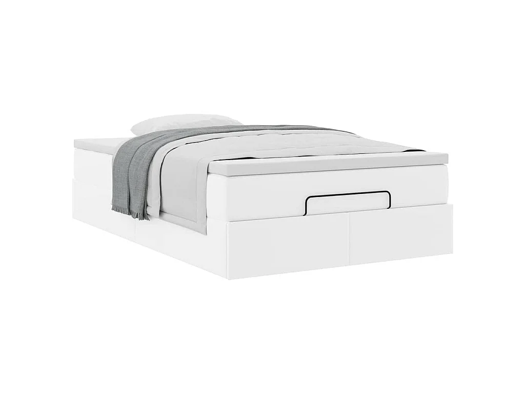 Ottoman bed met matras 120x200cm kunstleer wit