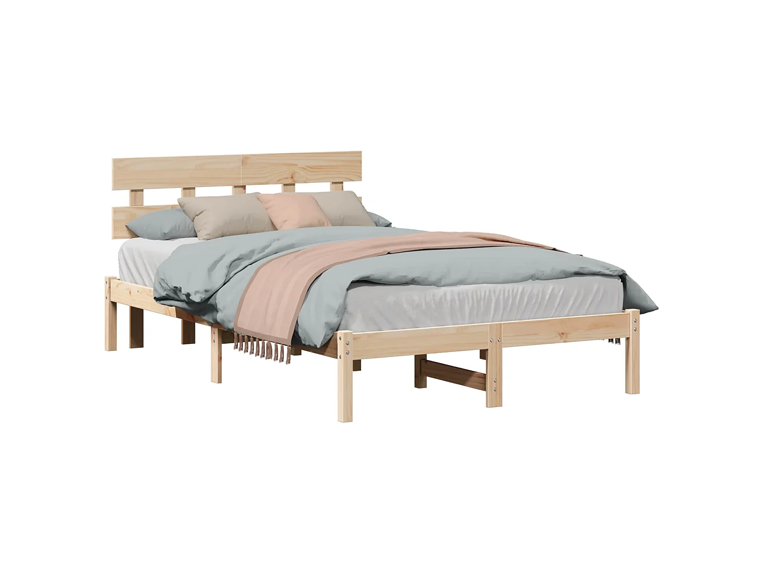 Bedframe met hoofdeinde Bruin 120 x 200 cm Massief grenenhout