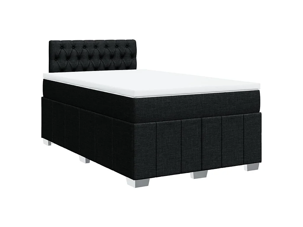 Sommier à lattes de lit avec matelas noir 120x190 cm tissu