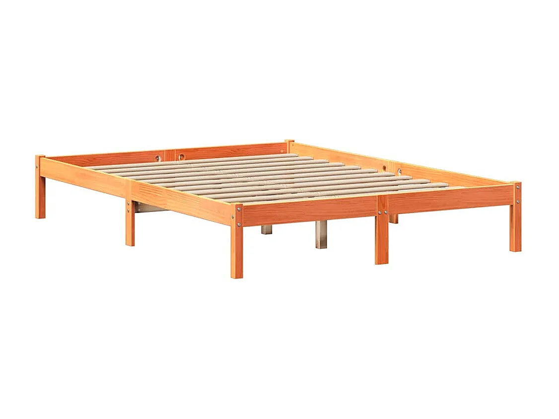 Cadre de lit sans matelas cire marron 120x190cm bois pin massif