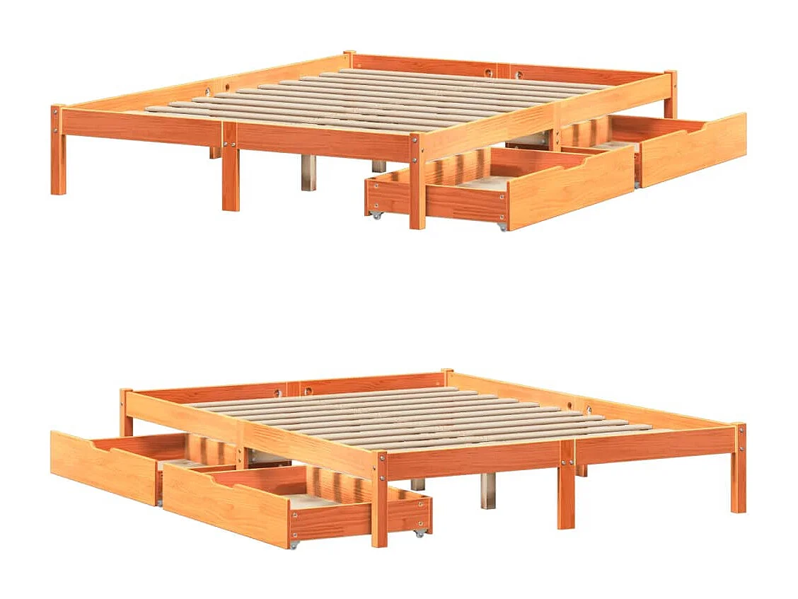 Massivholzbett ohne Matratze Wachsbraun 120x190 cm Kiefernholz