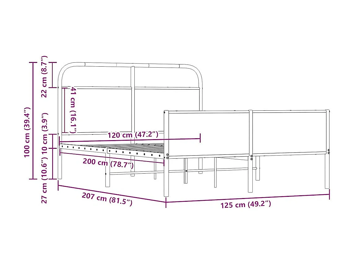 Cadre de lit sans matelas 120x200 cm chêne sonoma