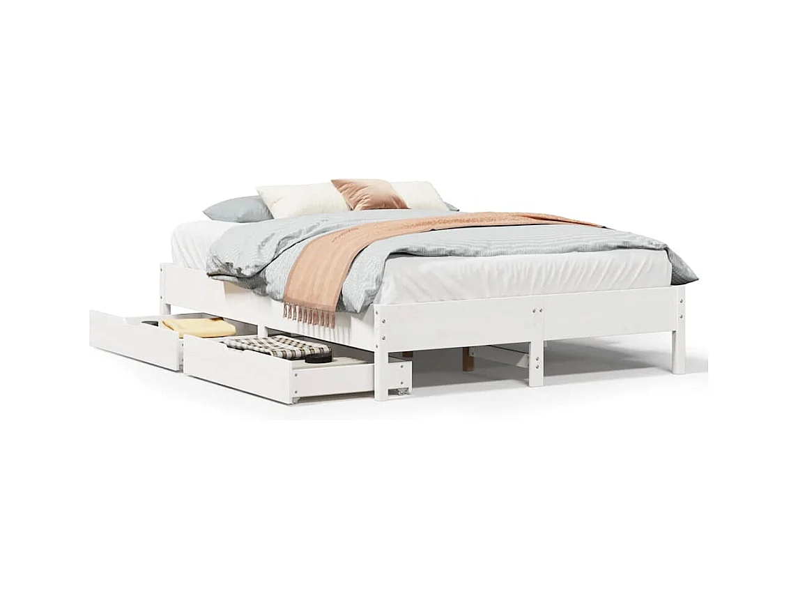 Bedframe zonder matras massief grenenhout wit 120x190 cm