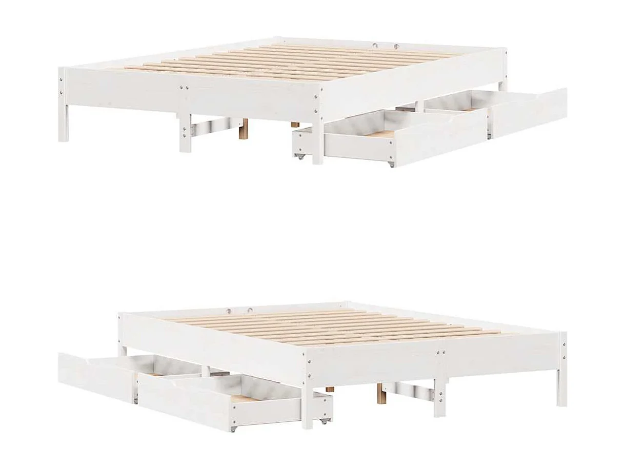 Cadre de lit sans matelas blanc 120x190 cm bois de pin massif