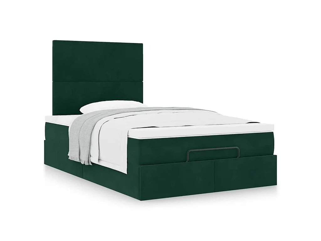 Ottoman bed met matrassen 120x190cm fluweel donkergroen