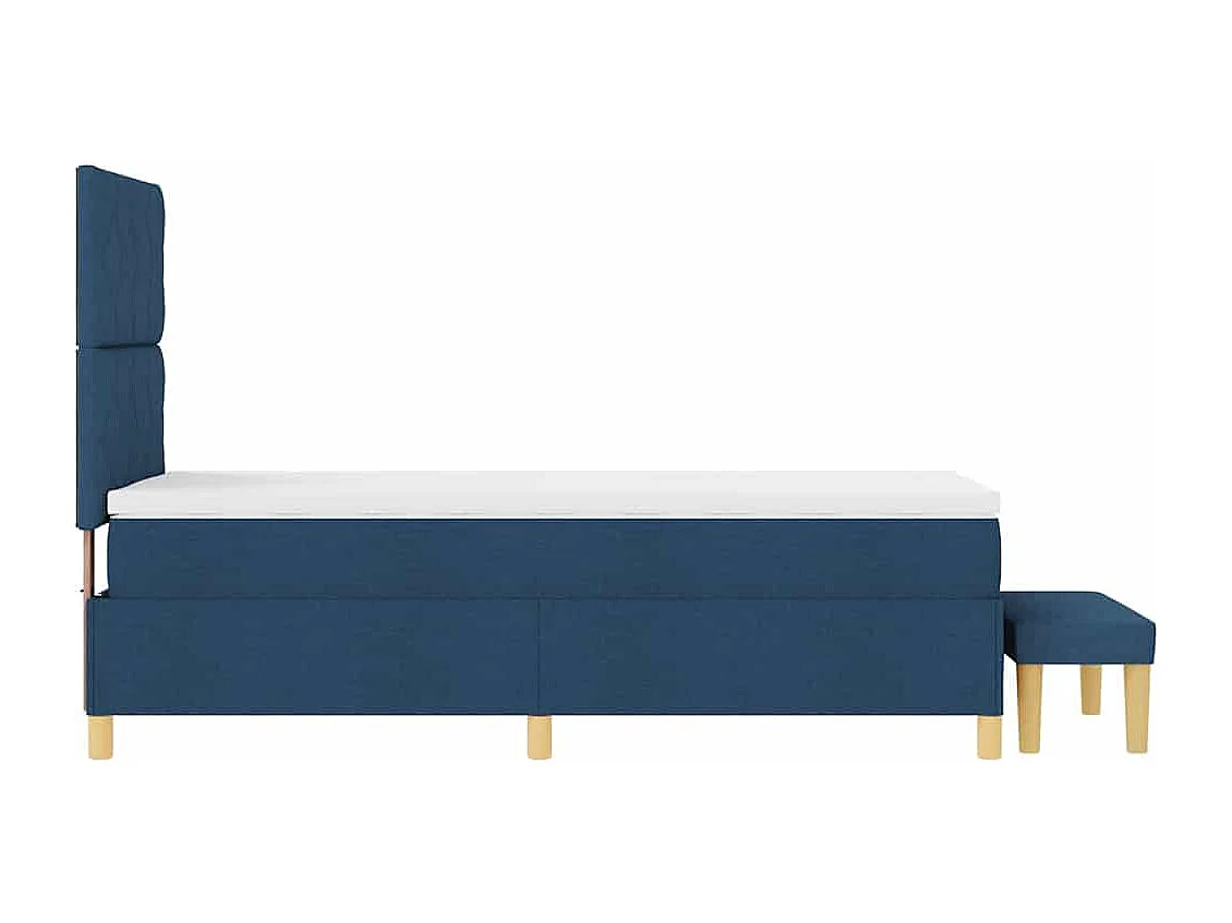 Lit à ressorts avec matelas Bleu 100 x 200 cm tissu
