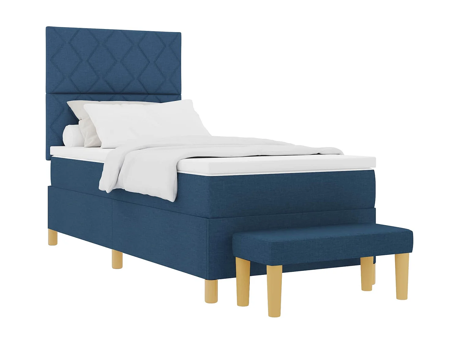 Boxspring bed met matras met hoofdeinde Blauw 100 x 200 cm Stof