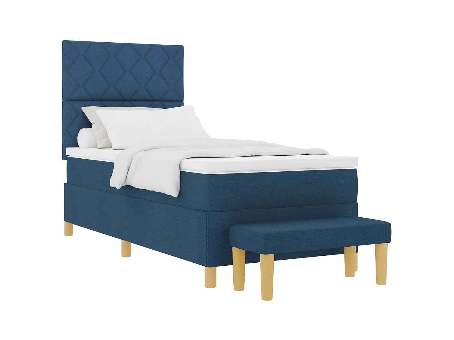 Letto a molle con testiera Blu 200 x 100 cm Tessuto