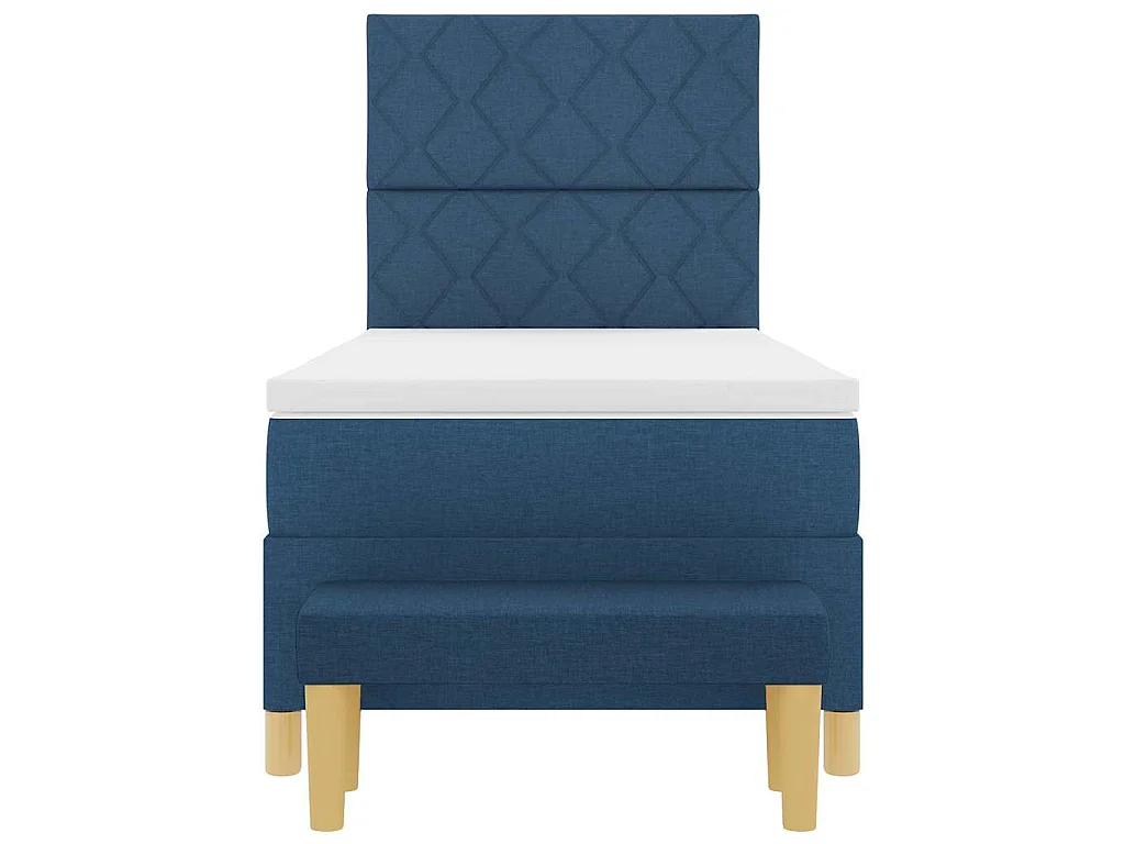 Letto a molle con testiera Blu 200 x 100 cm Tessuto