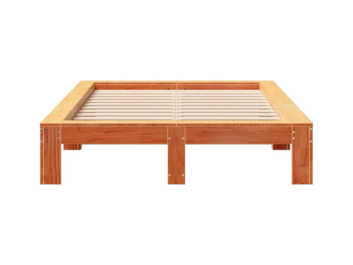 Cadre de lit sans matelas cire marron 120x200cm bois pin massif