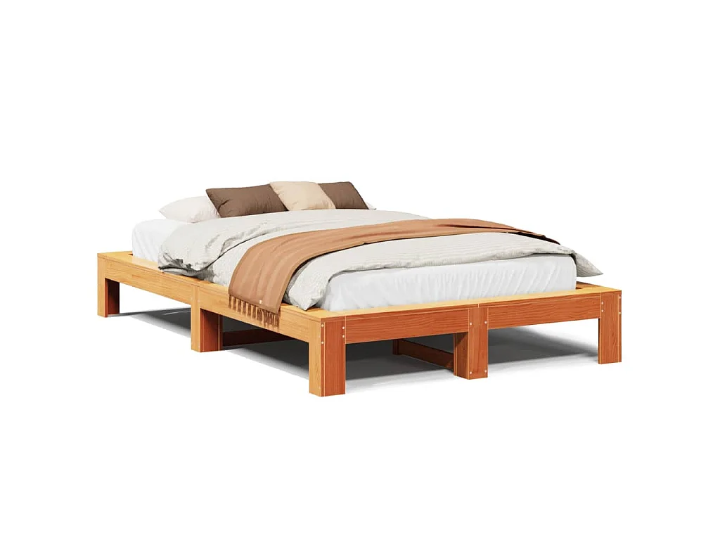 Bedframe zonder matras massief grenenhout wasbruin 120x200 cm