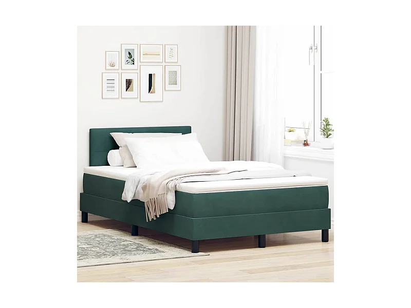 Lit à ressorts avec matelas Vert foncé 120 x 200 cm tissu
