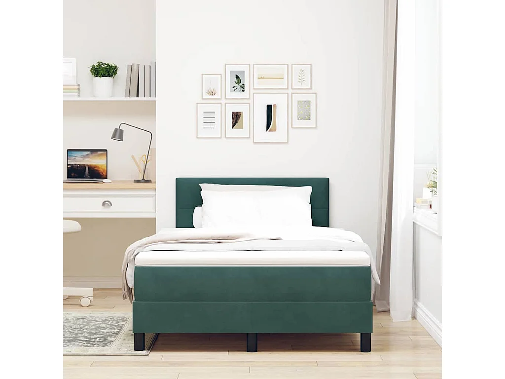 Boxspringbett mit Matratze Dunkelgrün 120 x 200 cm Samt