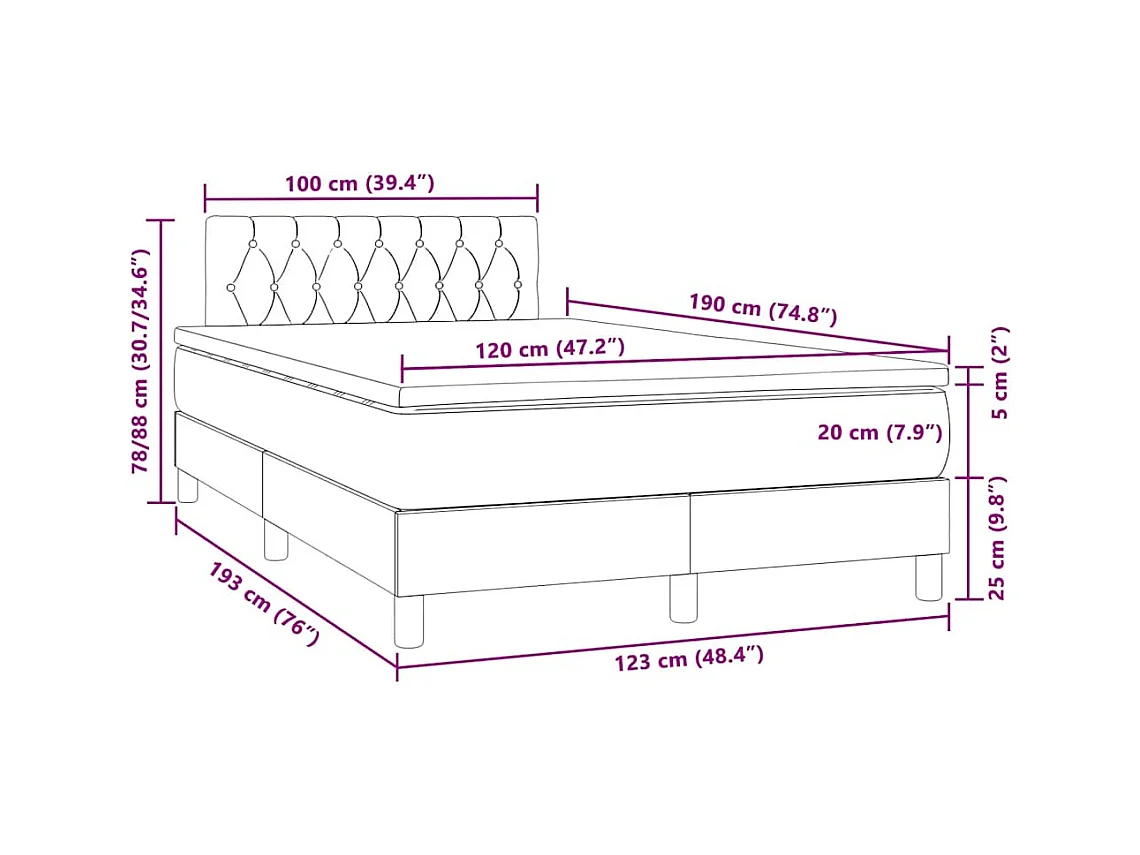 Boxspring met matras en LED fluweel donkerblauw 120x190 cm