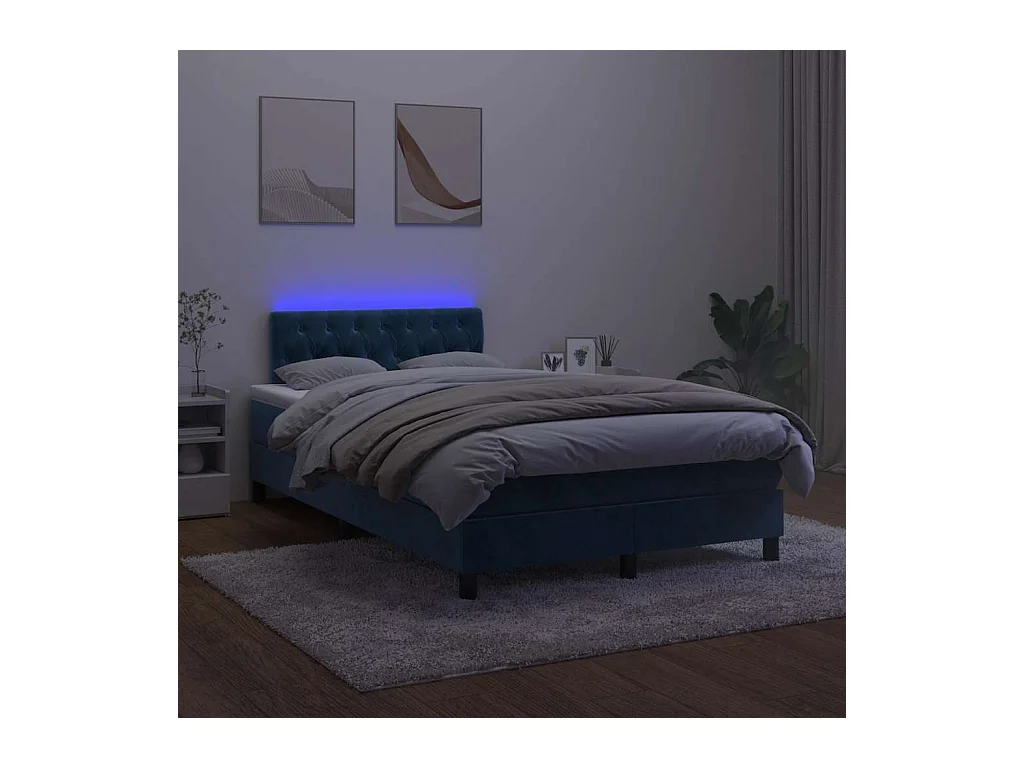 Boxspring met matras en LED fluweel donkerblauw 120x190 cm
