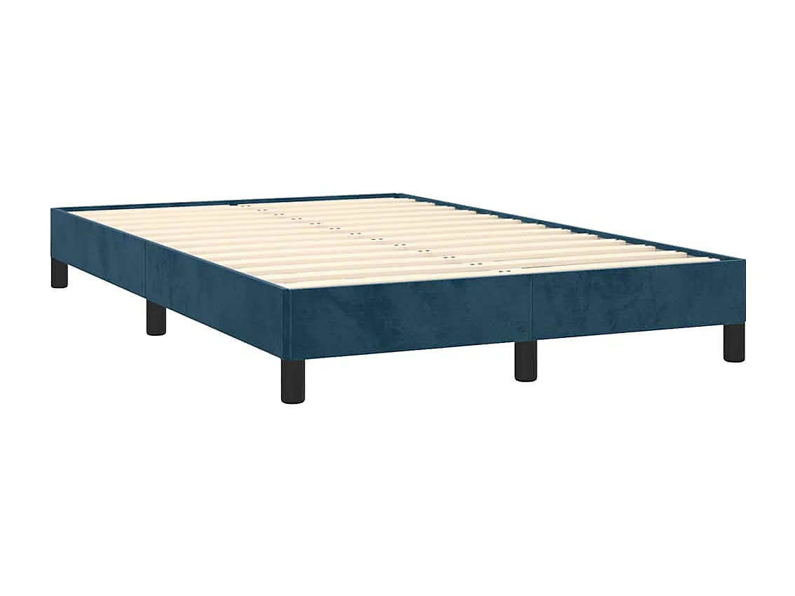 Cama box spring colchón y LED terciopelo azul oscuro 120x190 cm