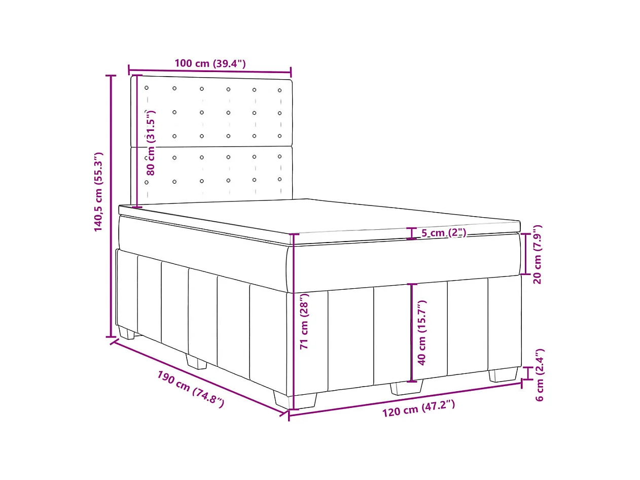 Sommier à lattes de lit avec matelas taupe 120x190 cm tissu