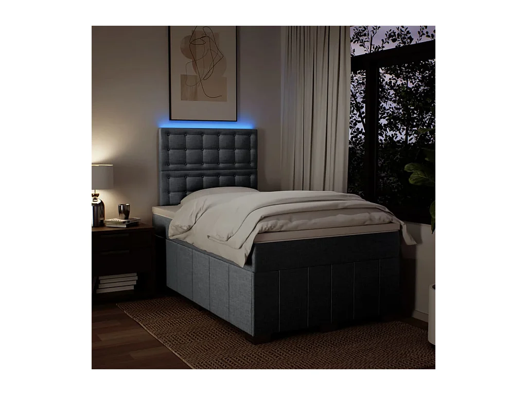 Sommier à lattes de lit et matelas gris clair 120x190 cm tissu