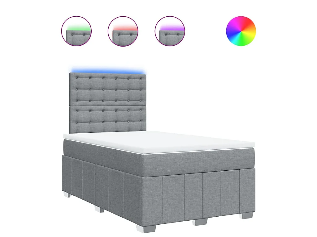 Cama box spring con colchón tela gris claro 120x190 cm